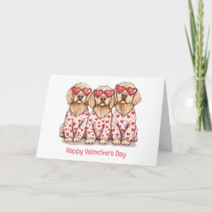 Cartão De Festividades Feliz Dia dos Namorados Cachorros Retriever Dourad