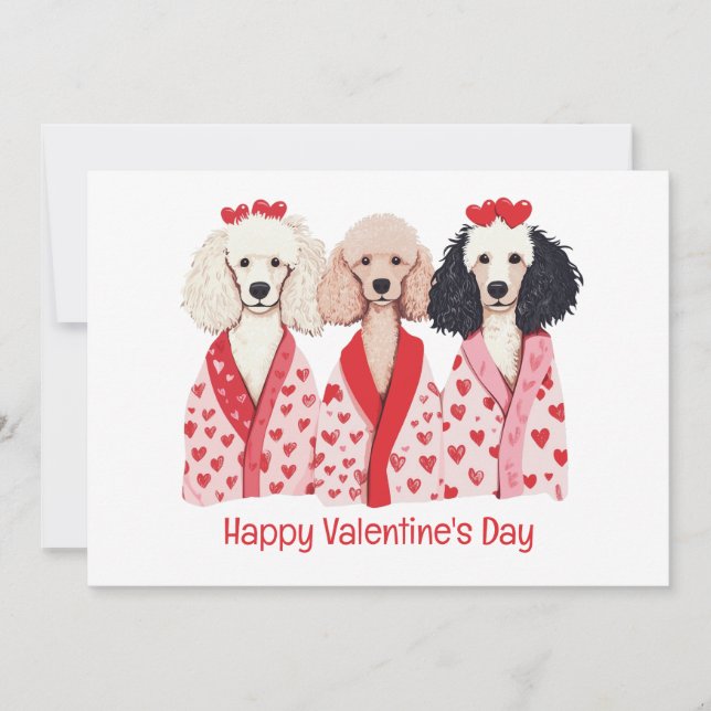 Cartão De Festividades Feliz Dia dos Namorados Cães-Poodle Padrão (Frente)
