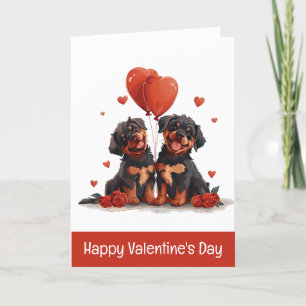 Cartão De Festividades Feliz Dia dos Namorados Cães Rottweiler