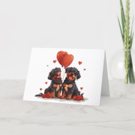 Cartão De Festividades Feliz Dia dos Namorados Cães Rottweiler