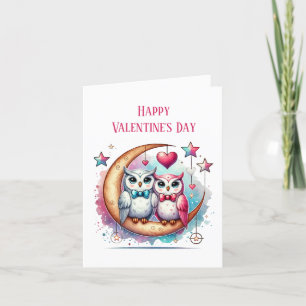 Cartão De Festividades Feliz Dia dos Namorados casal de coruja