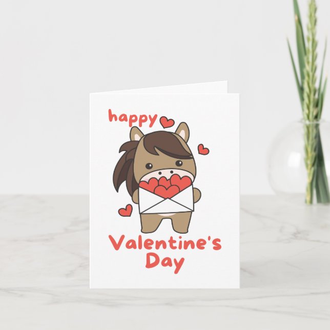 Cartão De Festividades Feliz Dia dos Namorados Cavalinho Fofo (Frente)