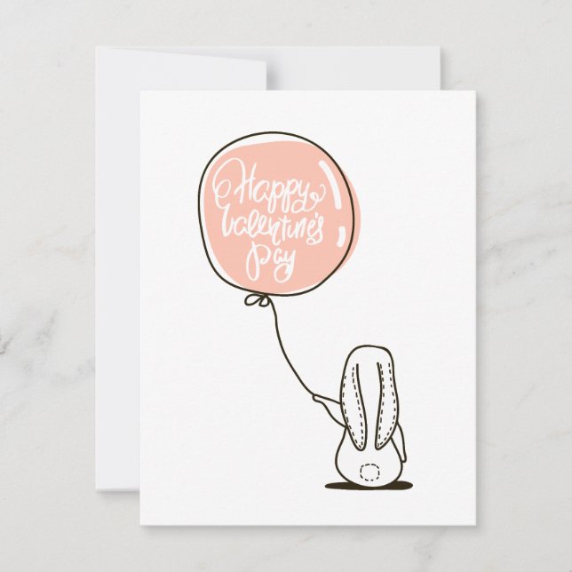 Cartão De Festividades Feliz dia dos namorados. Coelho bonito. Meninos de (Frente)