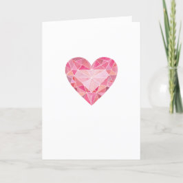 Cartão De Festividades Feliz Dia dos Namorados Coração Rosa Diamante Joia