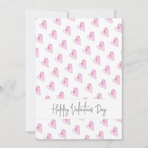 Cartão De Festividades Feliz Dia dos Namorados Corações Rosa Aquarela Amo
