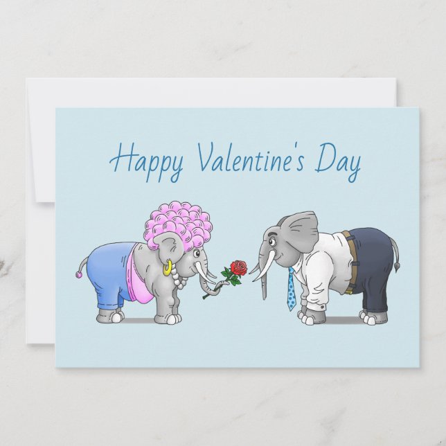 Cartão De Festividades Feliz Dia dos Namorados dos Elefantes (Frente)