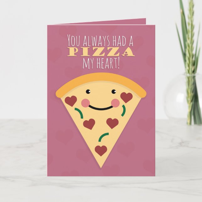 Cartão De Festividades Feliz Dia dos Namorados Fatia de Pizza Humor (Frente)