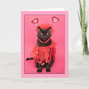 Cartão De Festividades Feliz Dia dos Namorados Gatinho Fofo Vestido com C