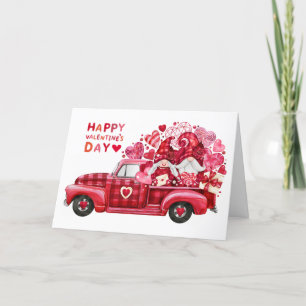 Cartão De Festividades Feliz Dia dos Namorados Gnomo e Corações Aquarela