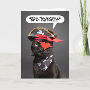 Cartão De Festividades Feliz Dia dos Namorados Humor de Gato Pirata Engra