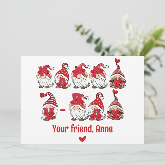 Cartão De Festividades Feliz Dia dos Namorados - Letreiro de Gnome na Sal (Em pé/Frente)