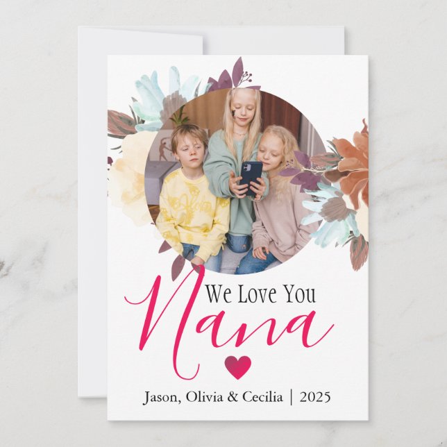 Cartão De Festividades Feliz Dia dos Namorados Nana, Vovó Foto Simples (Frente)