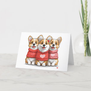 Cartão De Festividades Feliz Dia dos Namorados Pembroke Galsh Corgi Cães