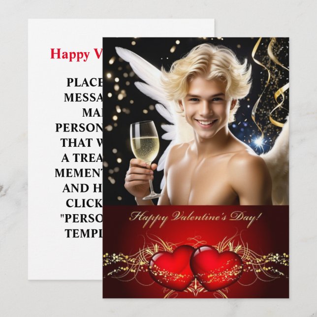 Cartão De Festividades Feliz Dia dos Namorados Personalizado Gay Twink (Frente/Verso)