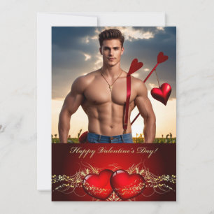 Cartão De Festividades Feliz Dia dos Namorados Personalizado Hunk Musculo