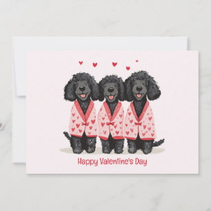 Cartão De Festividades Feliz Dia dos Namorados Poodles Padrão Pretos