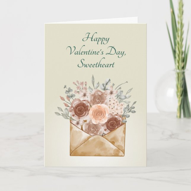 Cartão De Festividades "Feliz Dia dos Namorados, Querido" Elegância Flora (Frente)