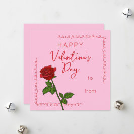 Cartão De Festividades Feliz Dia dos Namorados Rosa Quadrada Personalizad