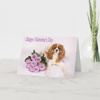 Cartão De Festividades Feliz Dia dos Namorados Rosas Roxas e Cachorrinho