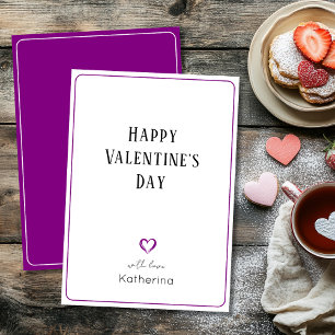 Cartão De Festividades Feliz Dia dos Namorados Roxo Coraçãozinho Clássico
