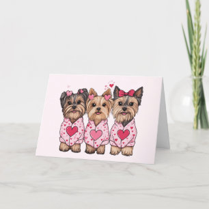 Cartão De Festividades Feliz Dia dos Namorados Yorkie Dogs