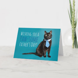 Cartão De Festividades Feliz Dia dos Pais Gato com Gravata Humor