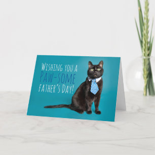 Cartão De Festividades Feliz Dia dos Pais Gato com Gravata Humor