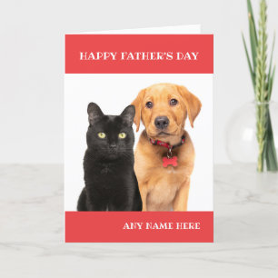 Cartão De Festividades Feliz Dia dos Pais Gato Nome Personalizado