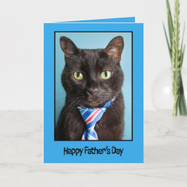 Cartão De Festividades Feliz Dia dos Pais Gato Preto de Gravata