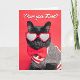 Cartão De Festividades Feliz Dia dos Pais Gato Preto de Óculos de Sol Que