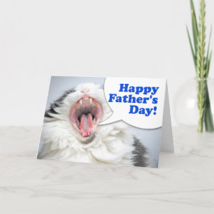 Cartão De Festividades Feliz Dia dos Pais Papai Gato Divertido Gritando H