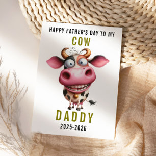 Cartão De Festividades Feliz Dia dos Pais para o Papai Vaca Fofa
