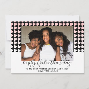 Cartão De Festividades Feliz Dia Galentine Coração Rosa Foto Amiga Holi