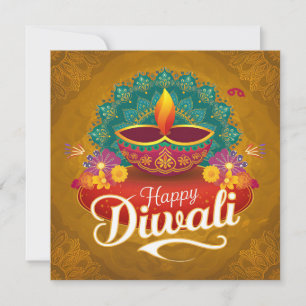 Cartão De Festividades Feliz Diwali Colorido Diya Festival das Luzes