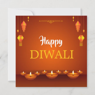 Cartão De Festividades Feliz Diwali Lanternas e Saudação Diyas