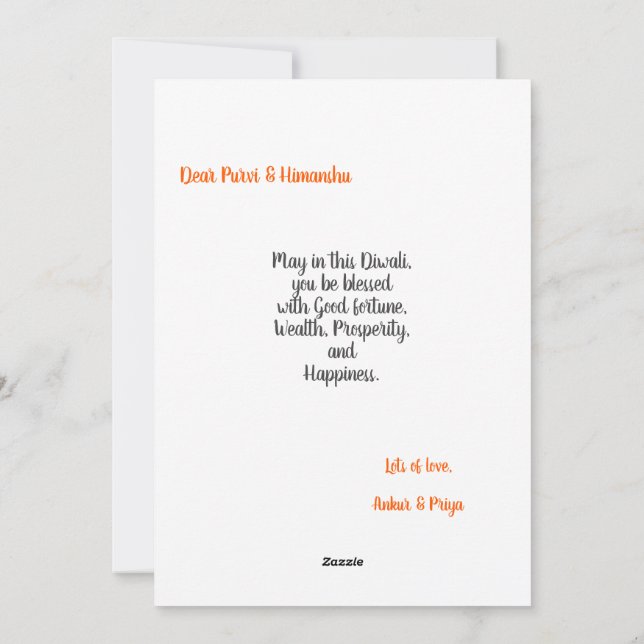 Cartão De Festividades Feliz Diwali saudando Diya Chakra Holiday Card (Verso)