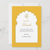 Feliz Diwali Saudando Dourado Ganesh Amarelo