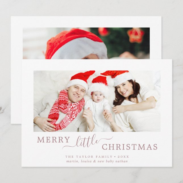 Cartão De Festividades Feliz Dourada mínima de Rosa bebê de Natal (Frente/Verso)