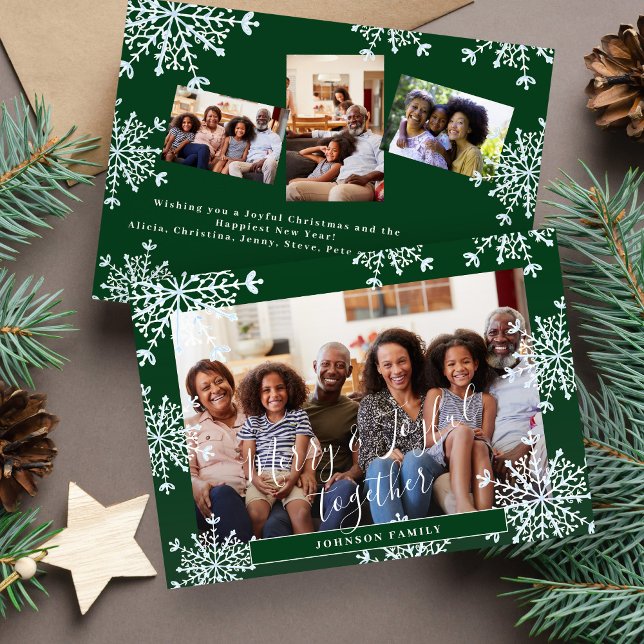 Cartão De Festividades Feliz e alegria juntos 4 fotos do Natal russo (Criador carregado)