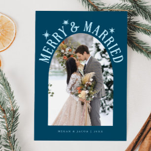 Cartão De Festividades Feliz e Arco Casado - Novo Teal Fotográfico