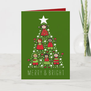 Cartão De Festividades Feliz E Bright Cartoon De Árvore De Natal Divertid