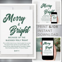 Feliz e Bright Christmas Green Script