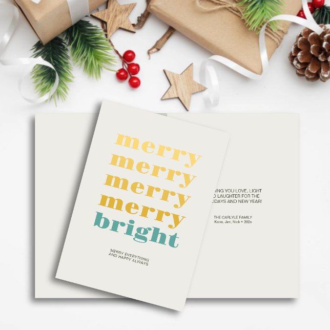 Cartão De Festividades Feliz e Brilhante Natal Azul Mínimo (Criador carregado)