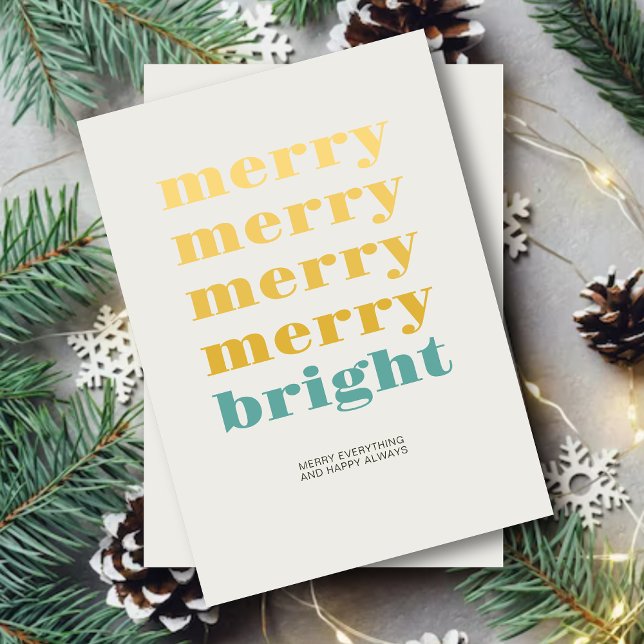 Cartão De Festividades Feliz e Brilhante Natal Azul Mínimo (Criador carregado)