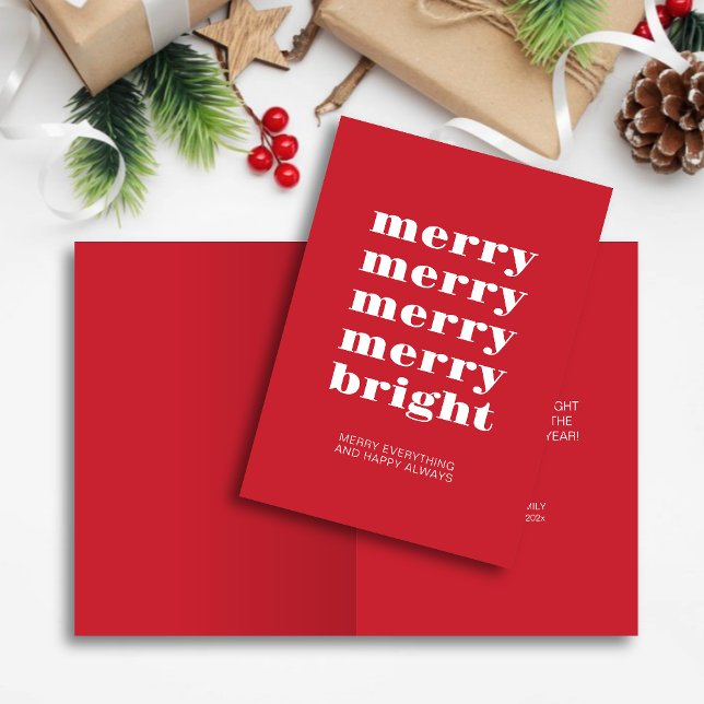 Cartão De Festividades Feliz e Brilhante Natal Vermelho Mínimo (Criador carregado)