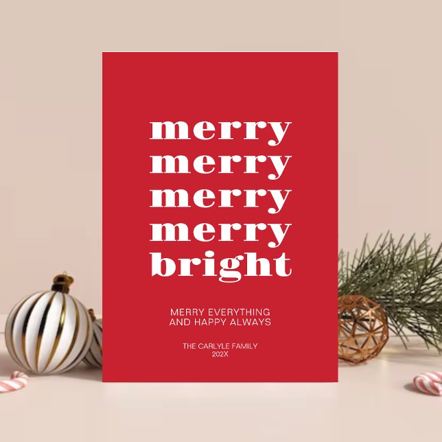 Cartão De Festividades Feliz e Brilhante Natal Vermelho Mínimo (Criador carregado)