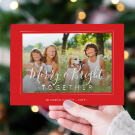 Cartão De Festividades Feliz e Brilho 4 fotos modernas de Natal vermelho