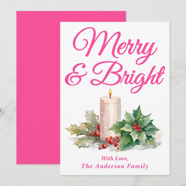 Cartão De Festividades Feliz e Brilho de Script Manuscrito Quente (Frente/Verso)