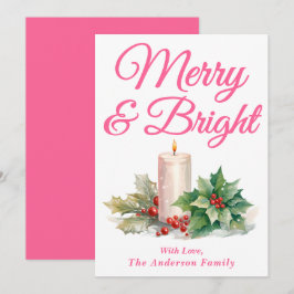 Cartão De Festividades Feliz e Brilho de Script Manuscrito Rosa