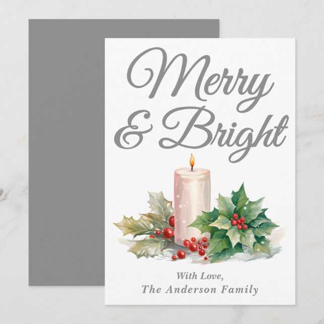 Cartão De Festividades Feliz e Brilho do Script Manuscrito Silver (Frente/Verso)